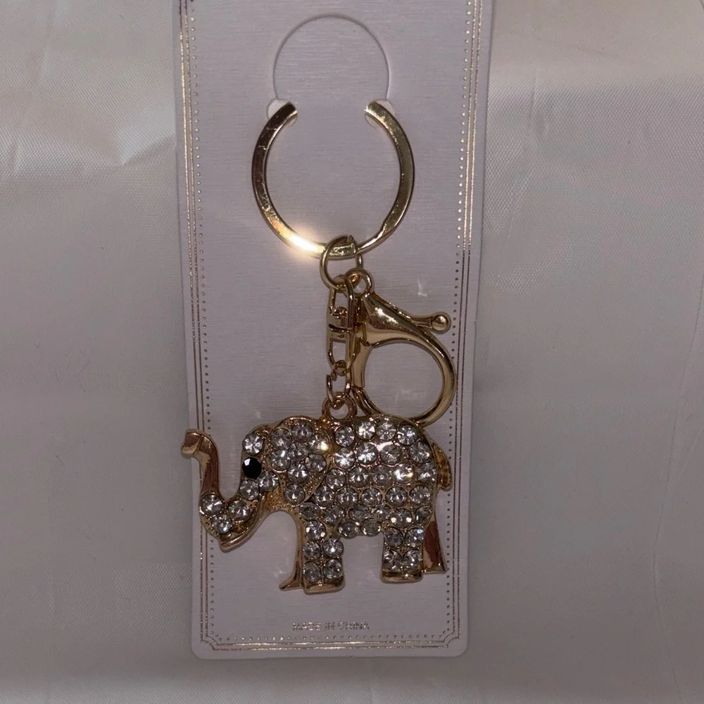 Gold Elephant w/ Rhinestones Keychain/Bag Charm